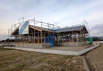 昨年末に上棟した平屋建ての数寄屋風住宅のイメージ